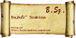 Bajkó Szabina névjegykártya
