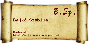 Bajkó Szabina névjegykártya